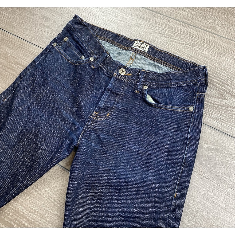 Naked & Famous Men's Straight Leg Salvedge Denim Jeans Blue Size 30X33